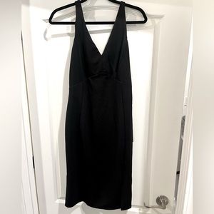 Lulus Iconic Moment Black Bodycon Midi Dress, large